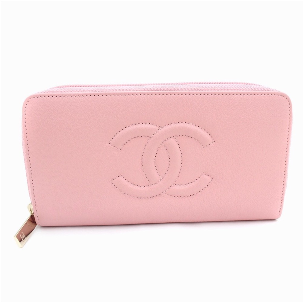 CHANEL Timeless CC Long Pink Zip Wallet